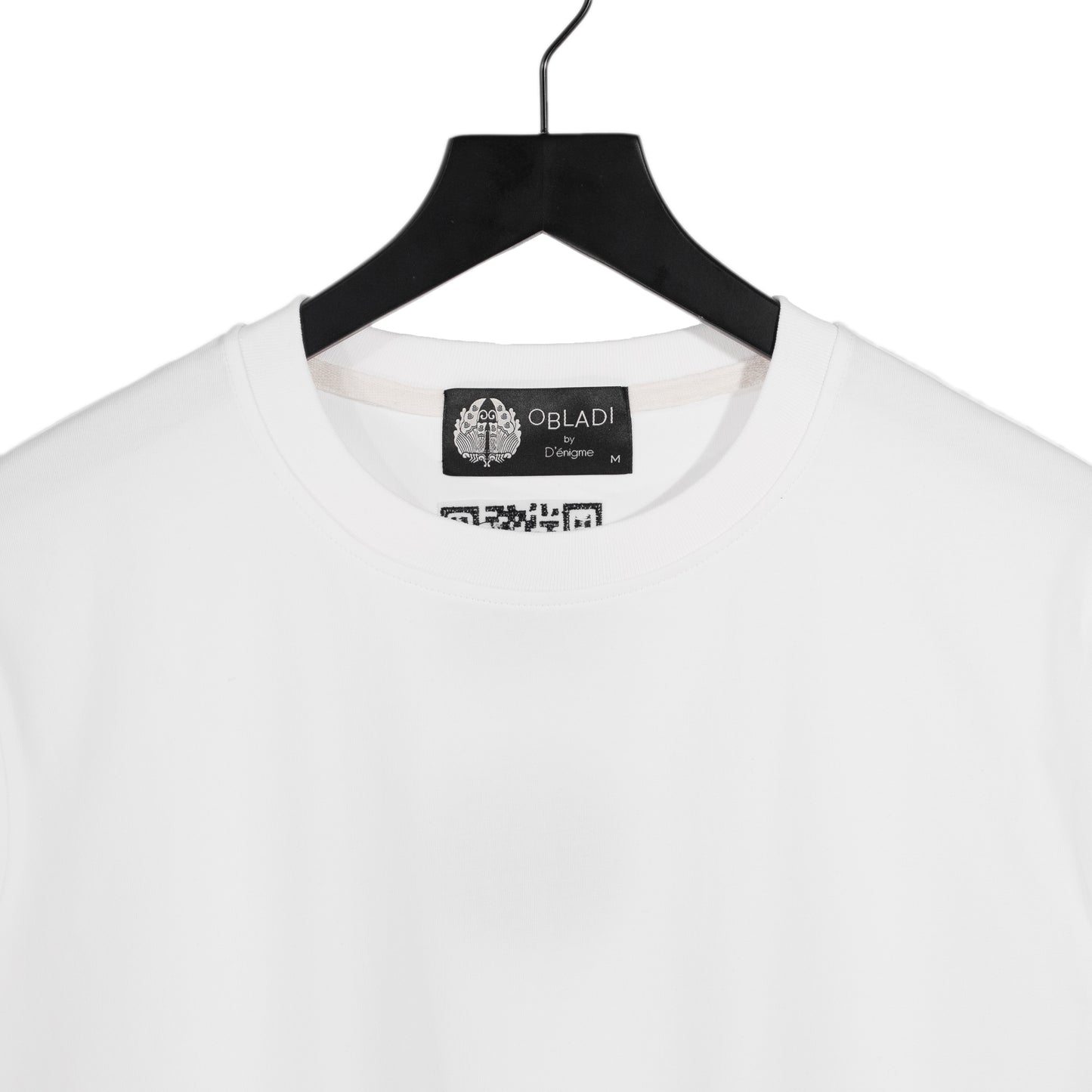 Embroidered Qr Code White and Black T-Shirt