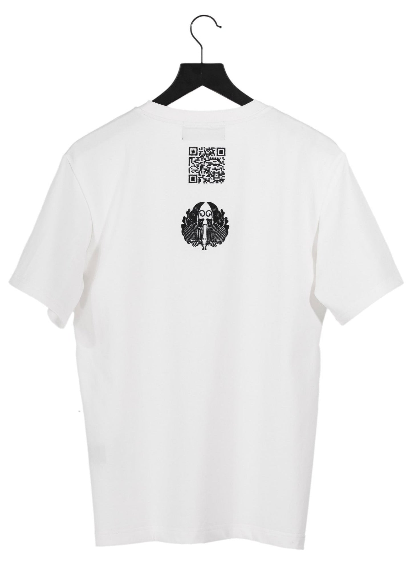 Embroidered Qr Code White and Black T-Shirt