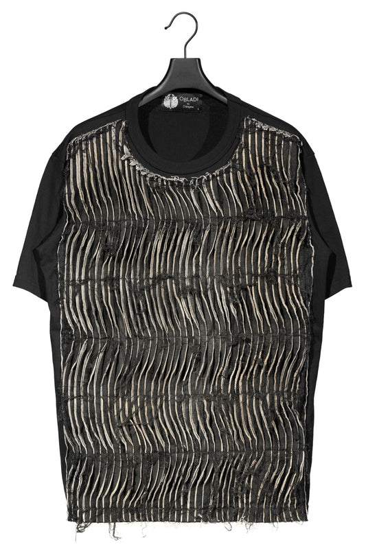 Wavy Tearing Blue Denim Edges T-shirt