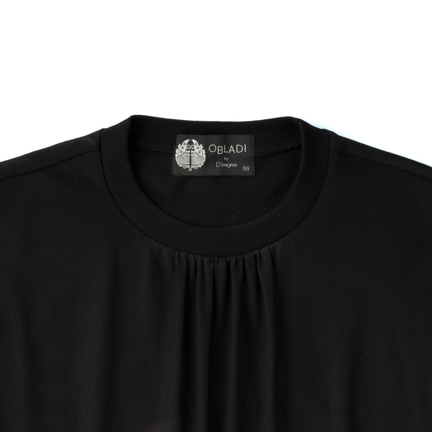 Clown Face Printing Behind Curtain Black Mesh on Black T-shirt