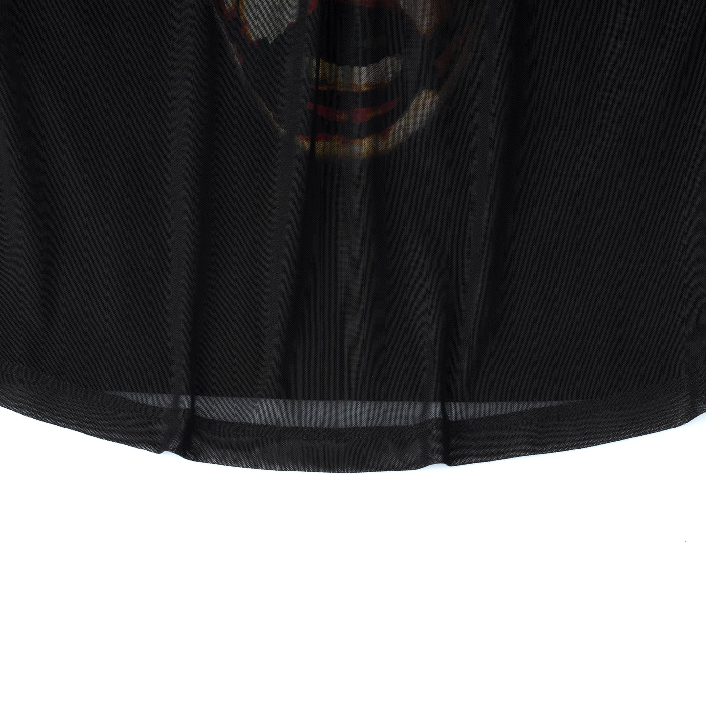 Clown Face Printing Behind Curtain Black Mesh on Black T-shirt