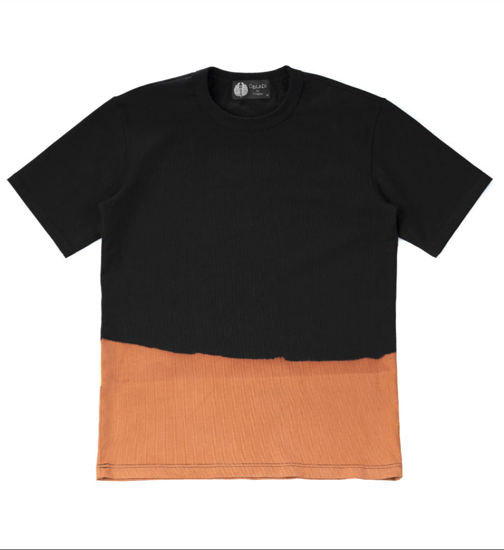 Orange or Gray Bottom Bleached on Black T-Shirt