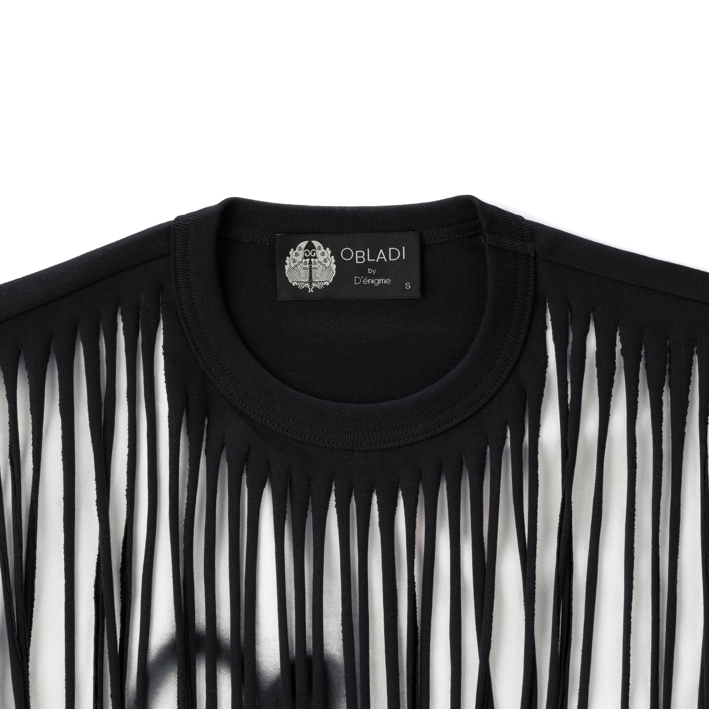 Two-Layer Fringe-Cut T-Shirt With Airbrush Paint