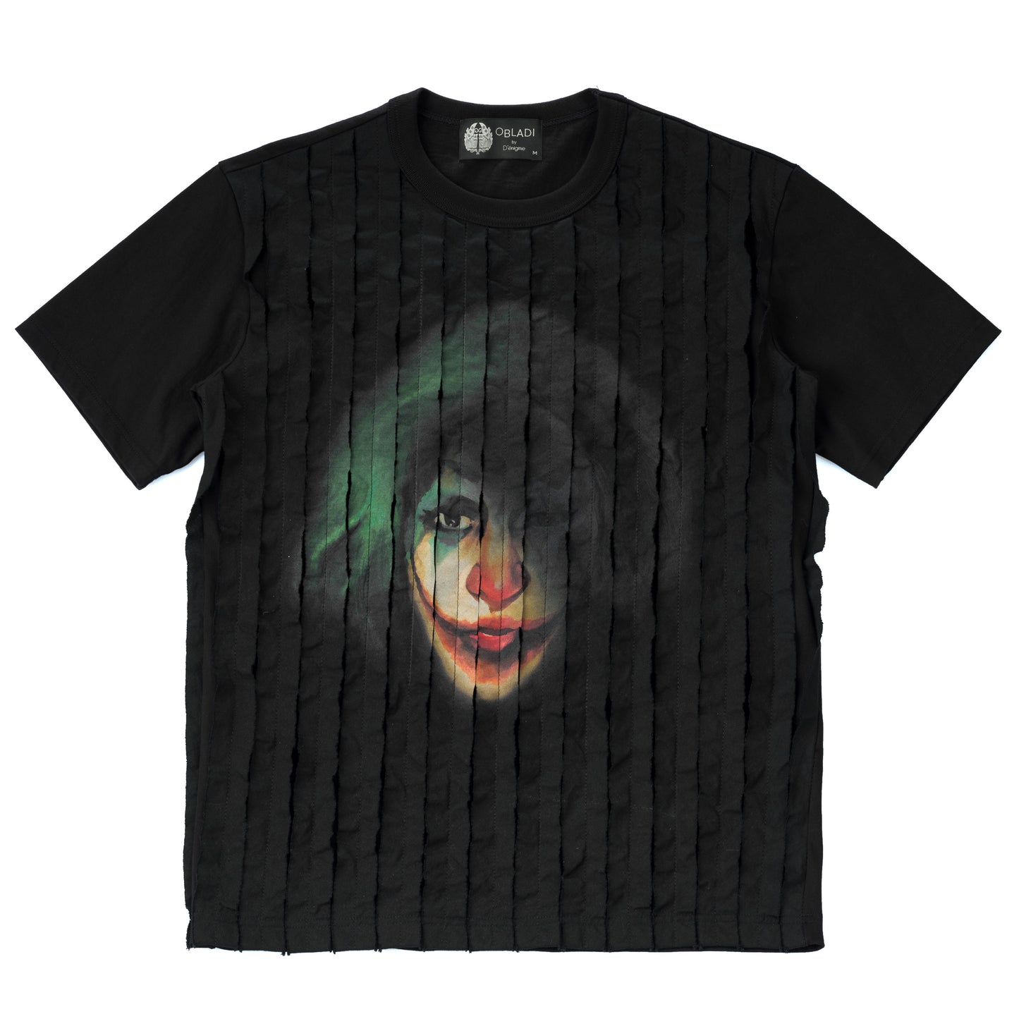 Break Tape On Black T-Shirt With Clown Face Printing