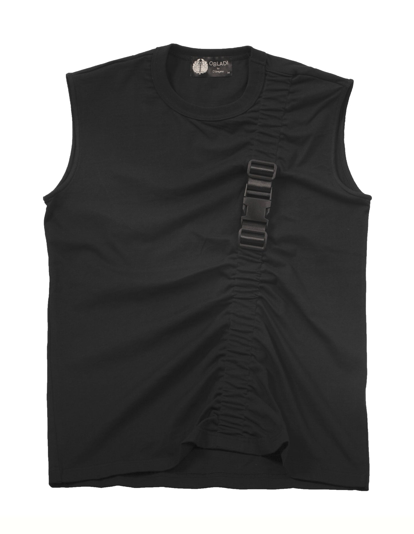 Sleeveless Gathered Buckle T-Shirt