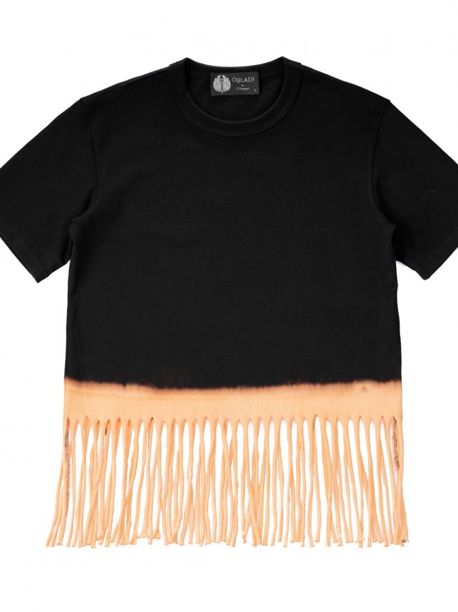Fringe-cut bottom bleached t-shirt